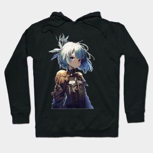 Blue hair anime Angel military girl Hoodie